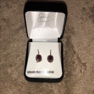 genuine gemstone ruby diamond earrings
